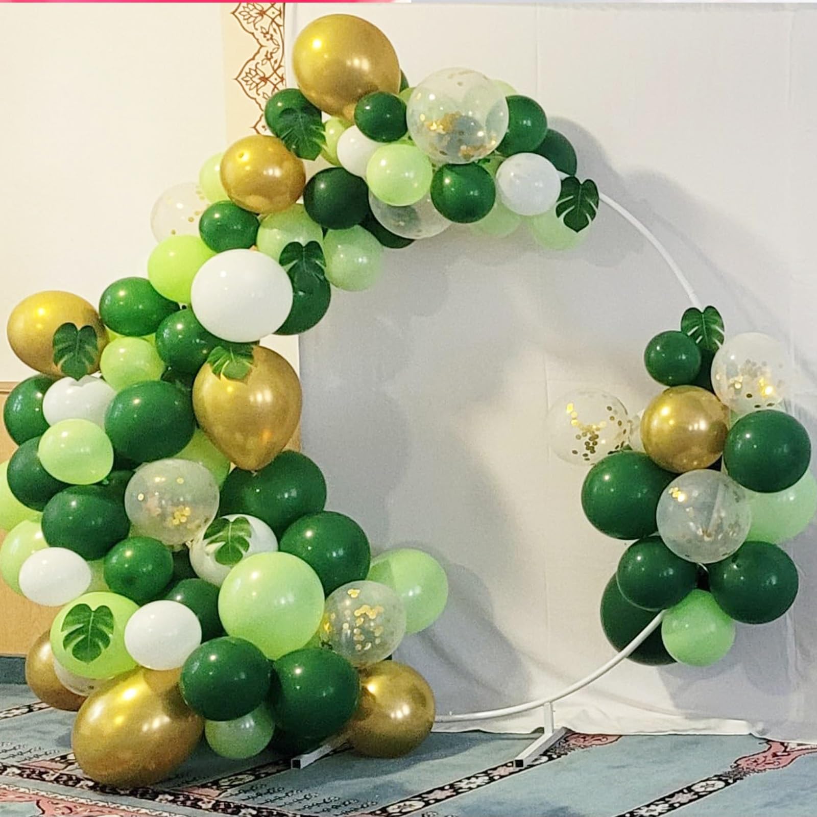 BalloonArch metalowy okrągły stojak na tło, metalowy okrągły zestaw łuku balonowego, stojak na tło weselne, trwały, wielokrotnego użytku, na ceremonię, przyjęcia urodzinowe, wieczór panieński,
