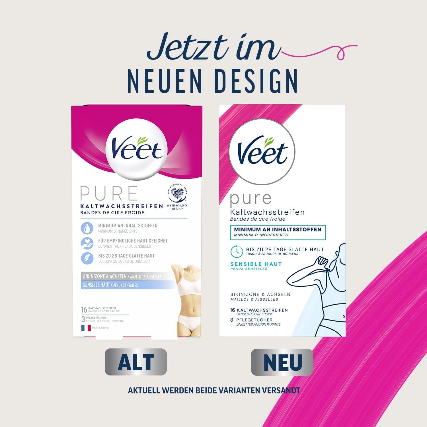 Kaltwachsstreifen 6er Pack Bikini und Achseln für einfache Haarentfernung auch bei sehr kurzen Haaren Veet Kaltwachsstreifen Bikini & Achseln 6x16 Stück