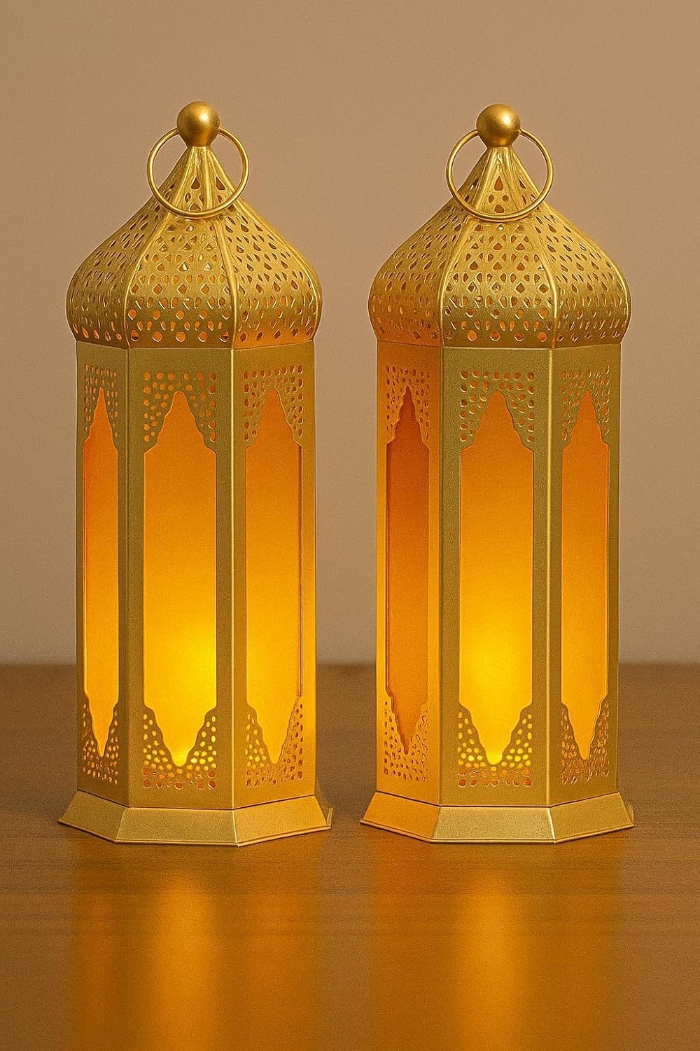Moroccan Iron Hanging Lantern Lamp, Tealight Candle Holder | Lantern for Home Decoration | Ramadan, Eid Decoration Items, Diwali Décor, Festival Lamps for Balcony (yellow2)-image-13