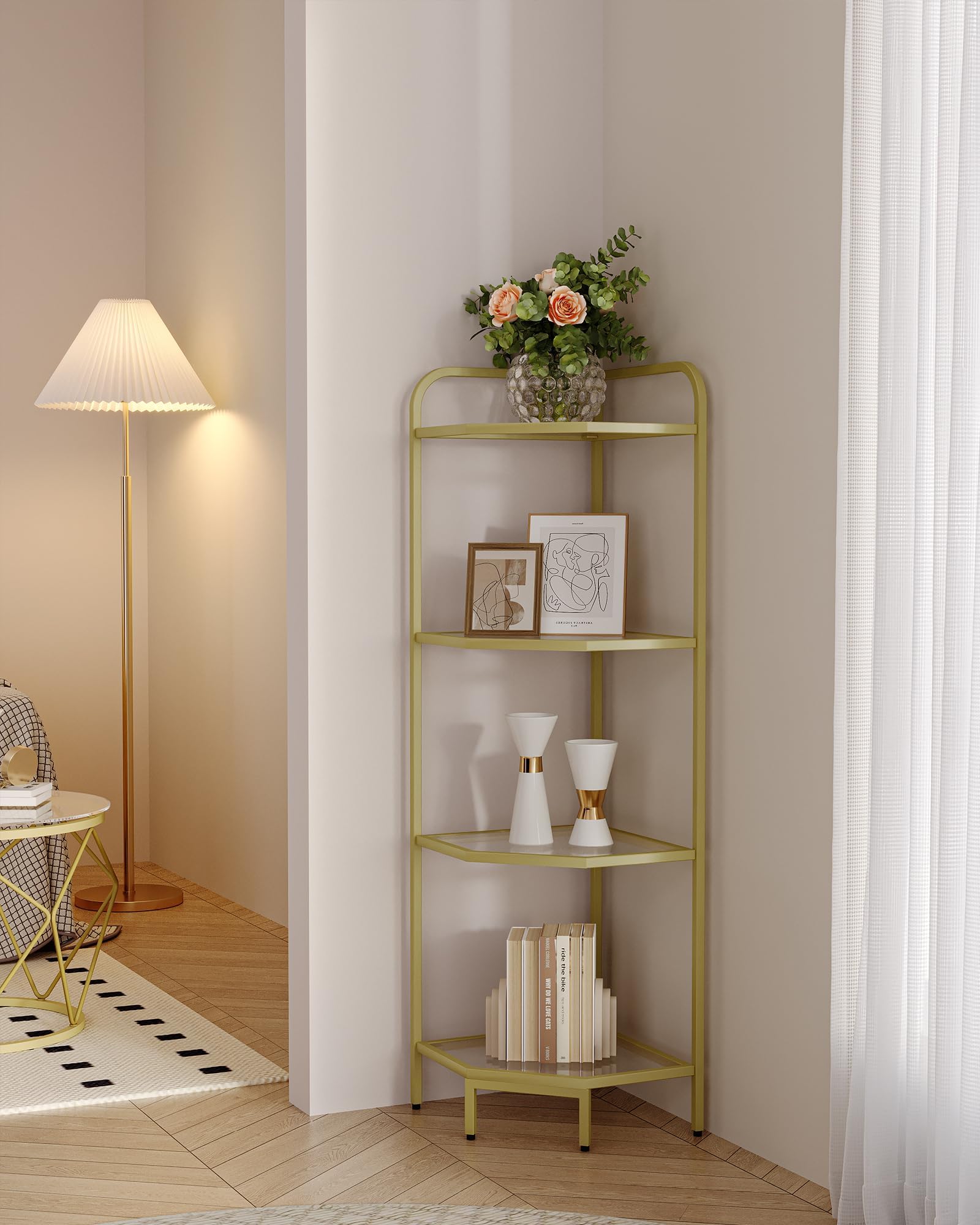 Amazon.com: Hzuaneri Corner Shelf Stand, Glass Bookshelf Bookcase