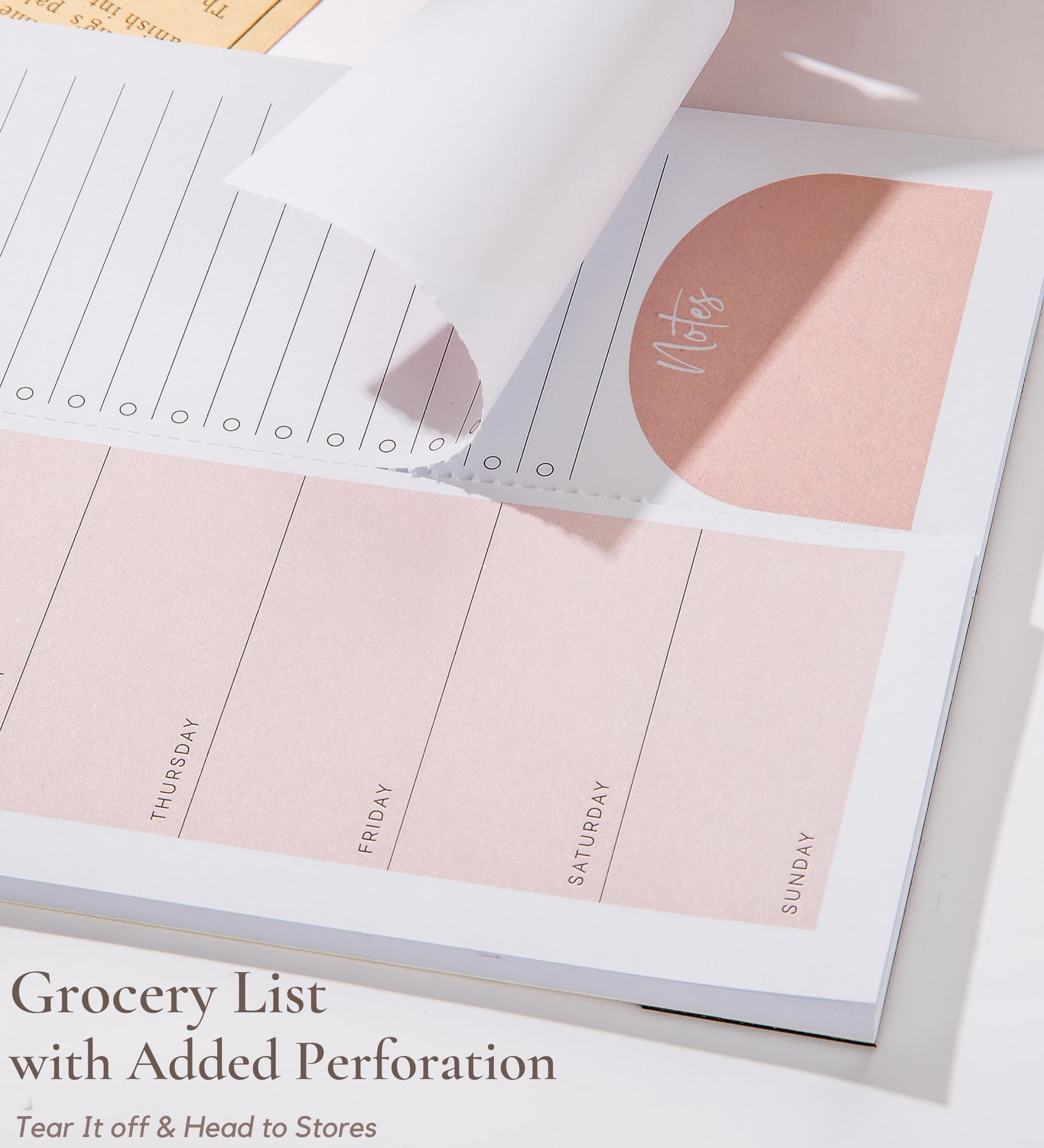 Oriday Magnetic Weekly Meal Planner Pad - 52 Sheets For Fridge, With Tear-Off Grocery List (Navy Blue, 6"x9")