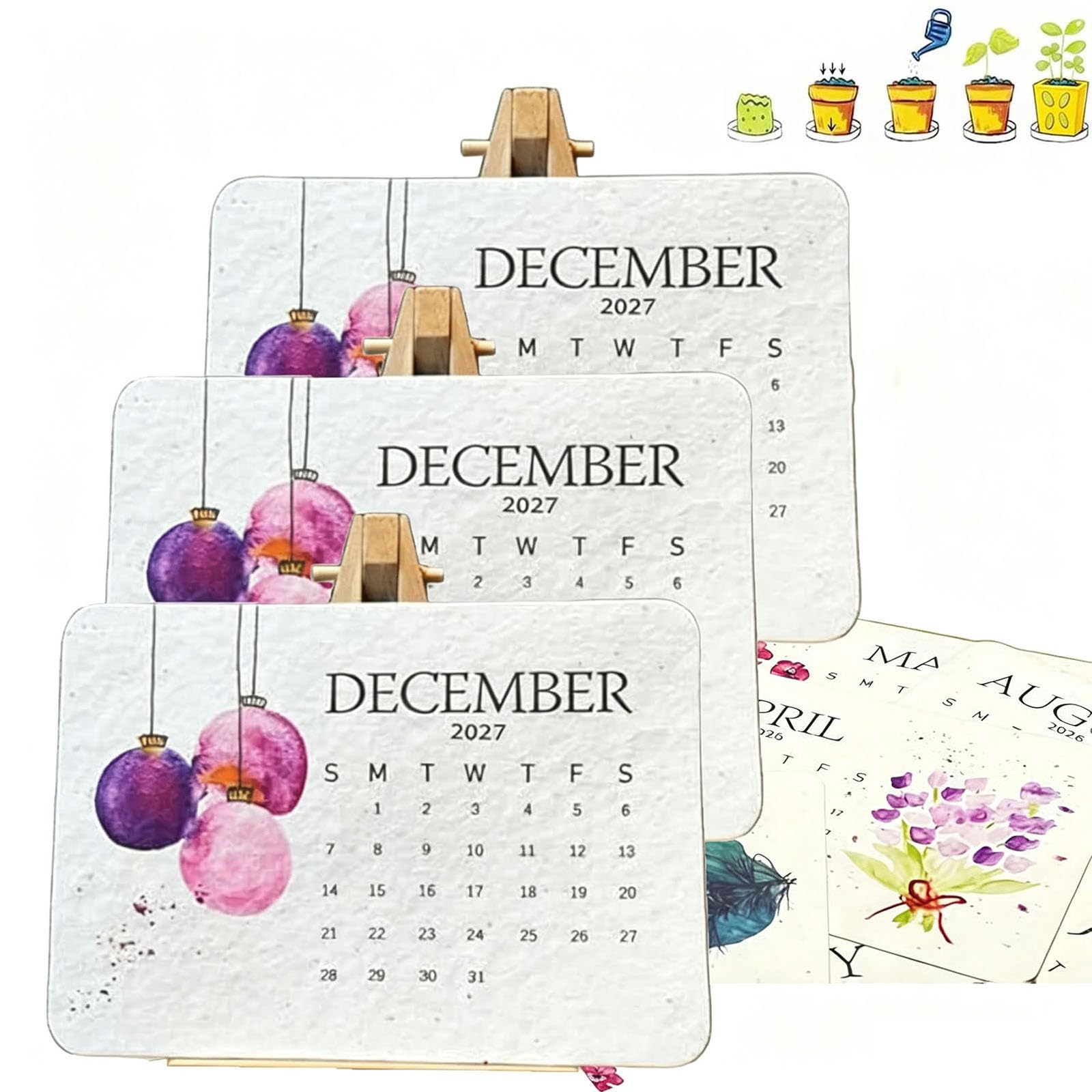 Eco-Friendly Plantable Love Seed Calendar 2027, Grow Your Own Garden (3PCS)