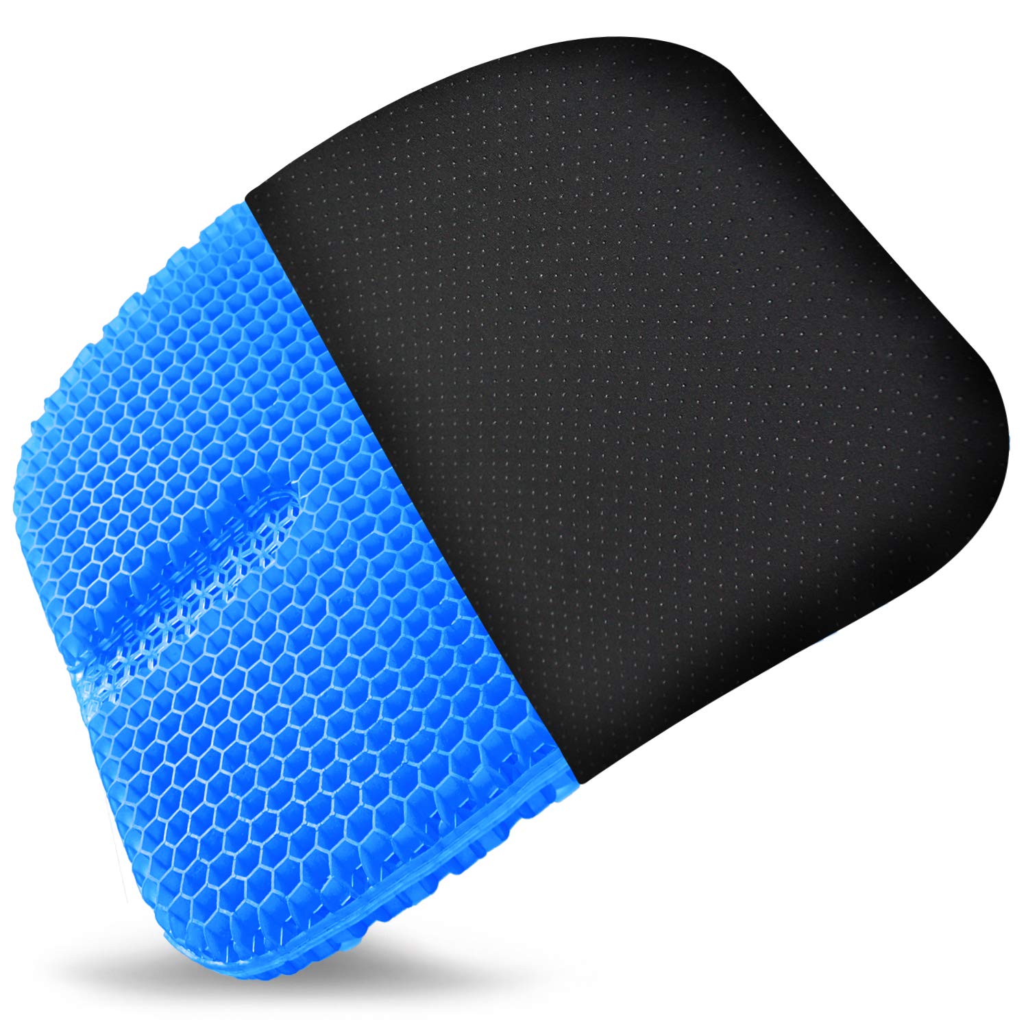 Gel Seat Cushion, Large Seat Cushion with Non-Slip Cover, Groove Design for Relief Back Pain, Gel Cushion for Pet Home Office Chair Cars Wheelchair (Deep Blue)