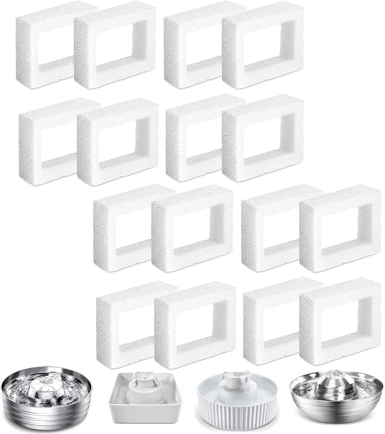 16 Repuestos Espuma Filtro Fuente Gato Acero Inoxidable miniatura 1