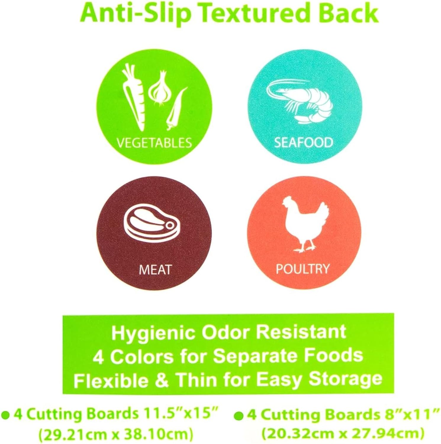 Simply nius Flexible Plastic Cutting Board Set - Color-Coded Cutting