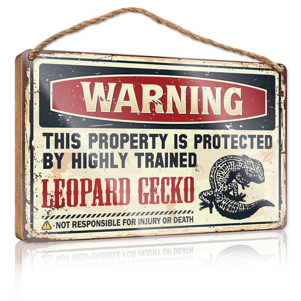 Dtha One Color Door Signs Decorations Warning This Property Is Protected By A Highly Trained Leopard Gecko Wooden Sign Office Sign For Door Wood Gift For Boss Woman