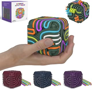 3D Sensory Cube Board: Silicone Fidget Toy for Calming & Focus, ADHD Autism Stress Anxiety Relief for Kids, Portable Tactile Finger Toy for Travel - Stocking Stuffers for Boys Girls Toddlers Gifts