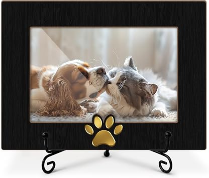 Pet Picture Frame, Gold Paw Print Design, Memorial Gifts for Cat Dog Lover, 4x6 Photos Frame with Stand for Home Office Tabletop Display Decorations-22