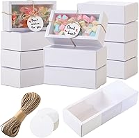 Vista 13 de Roowest Paquete de 50 juegos de cajas de regalo caseras de papel kraft con etiquetas en blanco y cuerda de yute (101 artículos) para joyería