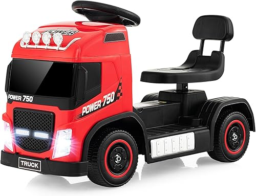 Costzon Ride on Car, 6V Battery Powered Kids Car to Drive with Height Adjustable Seat, LED Lights, Music & Horn Sound, Electric or Coasting Mode,