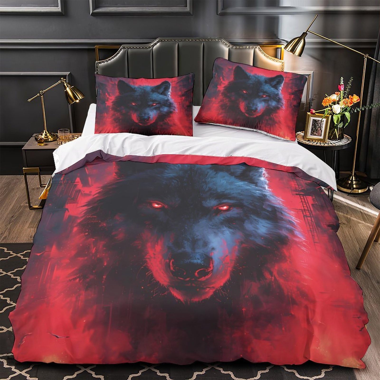 Housse de couette loup microfibre hypoallergénique respirante