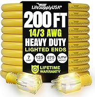 Vista 76 de Cable de extensión de 3 pies para interiores y exteriores 10/3 calibre Ultra resistente de 3 puntas SJTW, impermeable, cable de alimentación