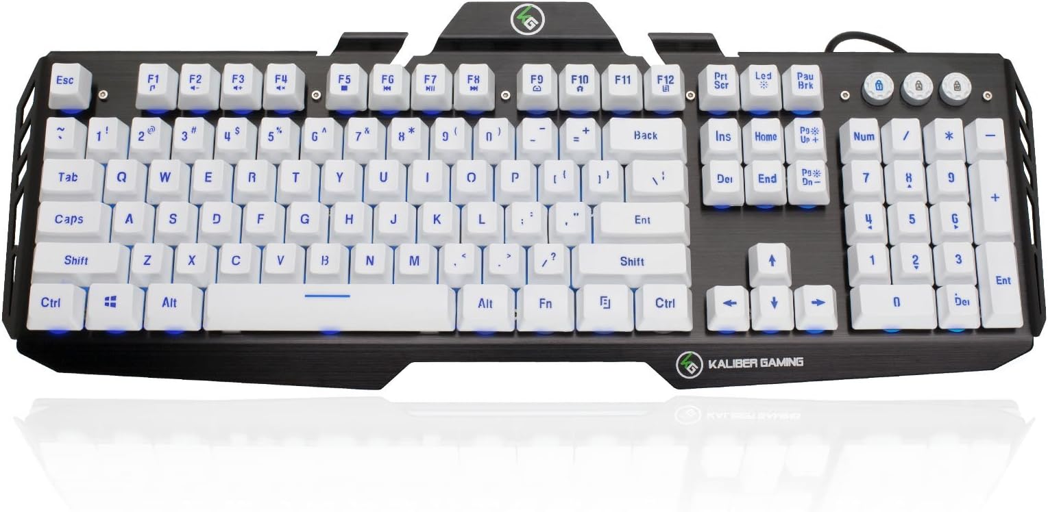 IOGEARKaliber Gaming HVER Aluminum Gaming Keyboard, Imperial White, GKB704L-WT