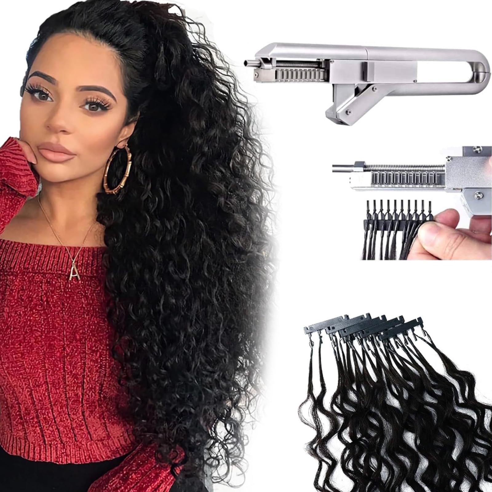 6D-Haarverlängerungsmaschinen-Set Für Salon-Echthaar, 1 Reihe, 10 Bündel, Versteckte, Spurlose Haarverlängerungen, Schnelle Installation Und Entfernung, Einfach Zu Verwenden