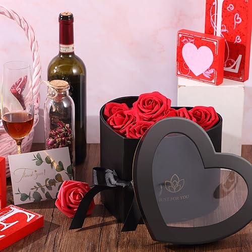 Miniatura 19 de Zonon Cajas de regalo en forma de corazón para el día de San Valentín para flores, chocolate, doble capa, caja giratoria de 2 niveles para San