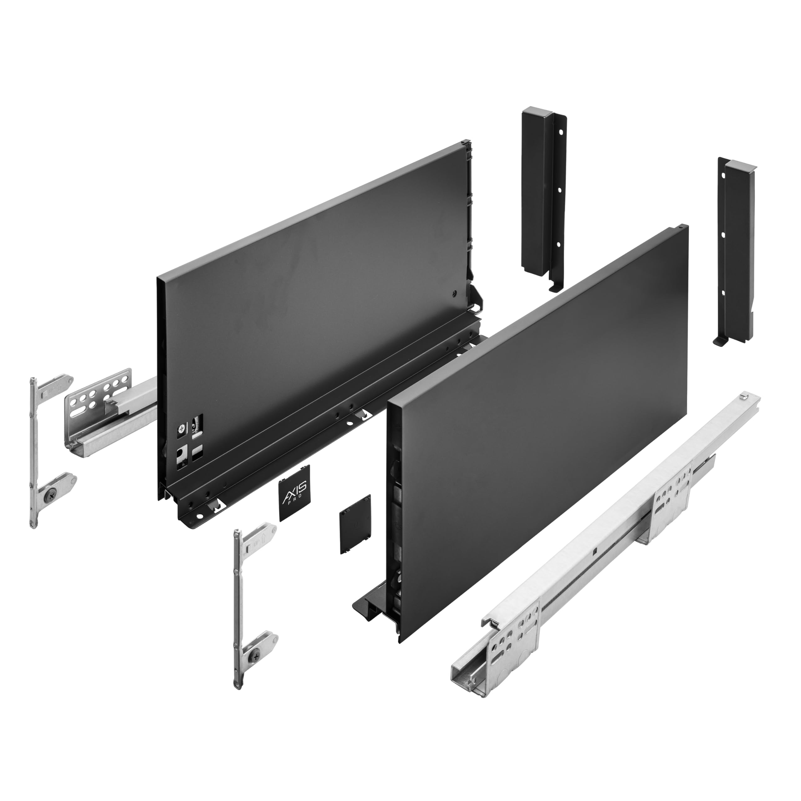 B2c Black Ultraslim Soft Close Kitchen Drawer Box Sides Drawer Runners Set Cupboard Unit (Extra Large 199Mm X 500Mm)