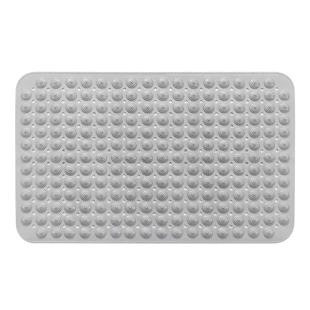 LifeKrafts Vinyl Anti-Slip with Suction Cup Bath Mat with | Accu-Pebble | 90x58cm (Grey)