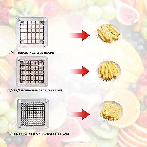 Miniatura 4 de Cuchilla de repuesto para picadora, cortador de verduras comercial, hoja de acero inoxidable 440C y bloque empujador para cortar papas, pepinos,