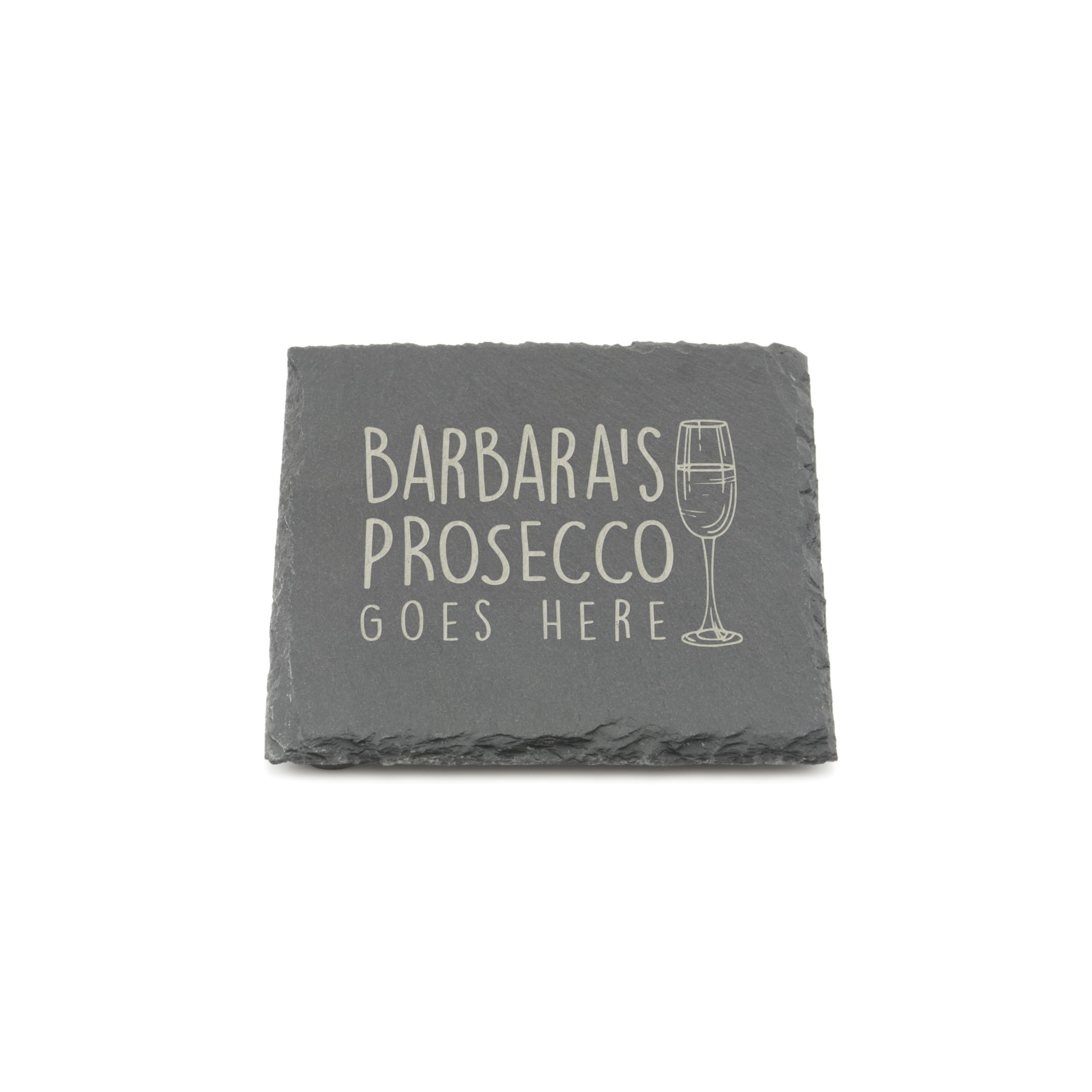 A1 Graphics Ltd Grey Personalised Slate Coaster - Your Prosecco Goes Here Design - Laser Engraved Square Drinks Coaster Gift For Her Him - Birthday, Wedding, Anniversary Or Christmas