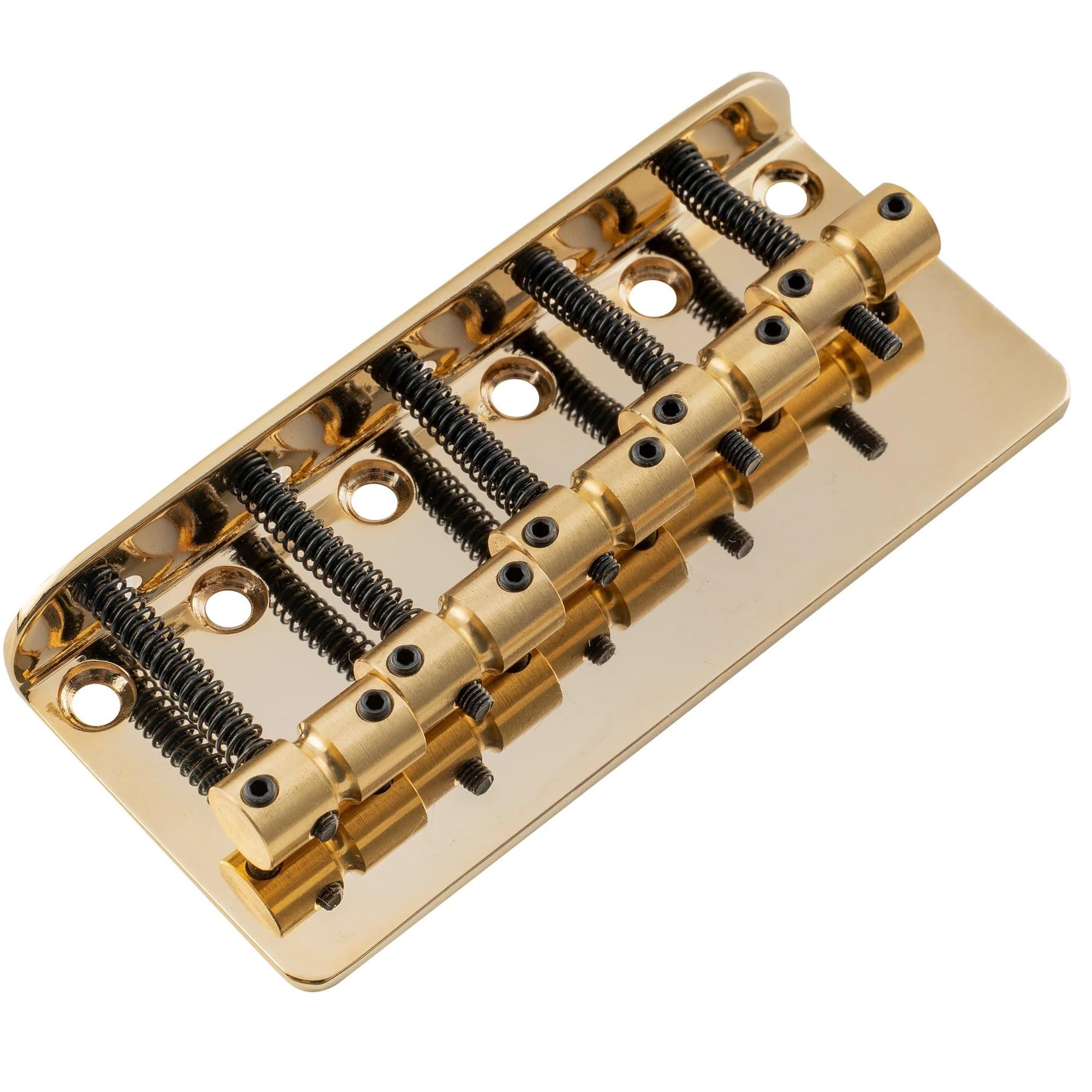 Standard Mostek Gitarowy 18 Milimetrowy Klasyczny Standardowy 5 Strunowy Mostek Basowy Ładowany Od Góry Z Mosiężną Płytą Stalową Siodłową Trwałość(Gold)