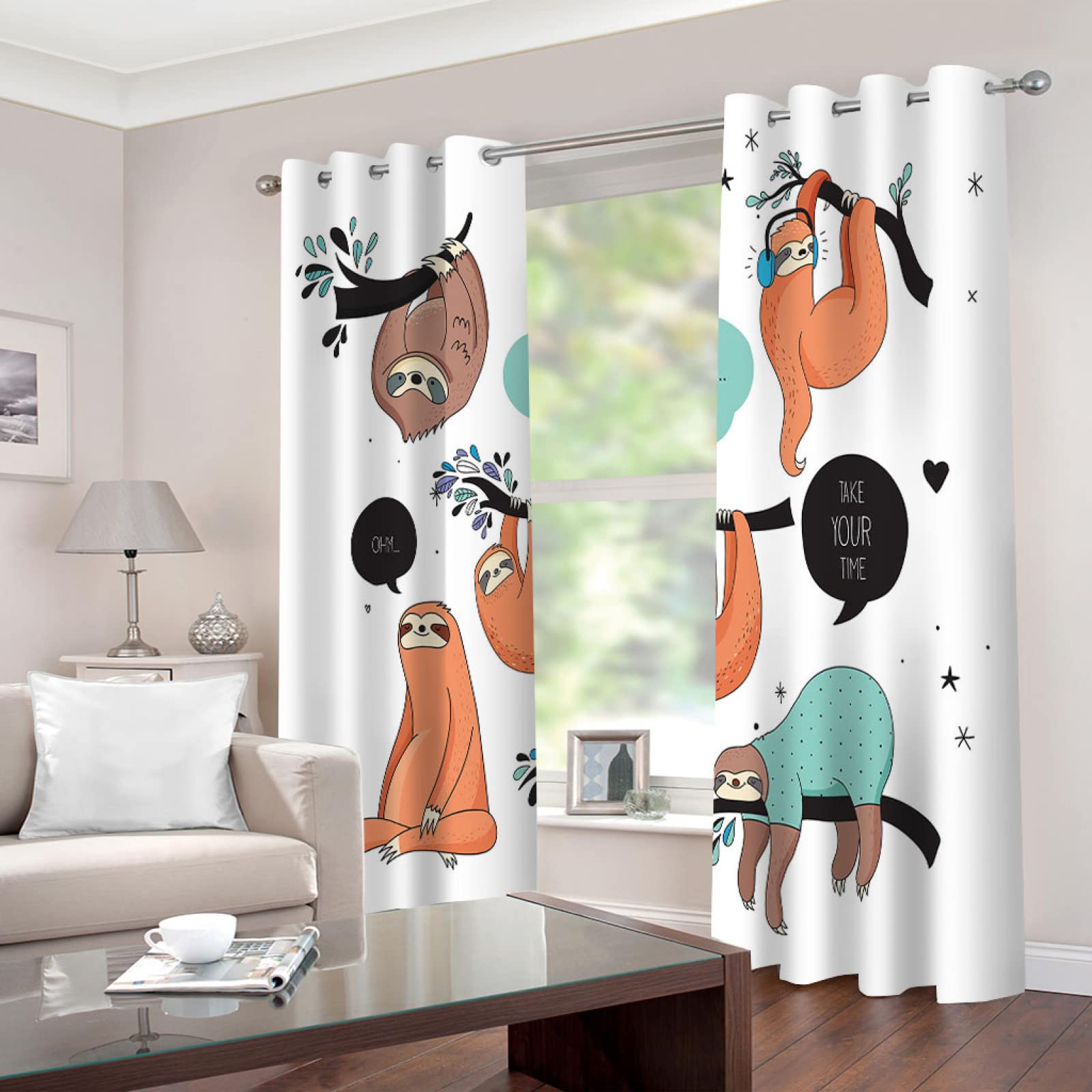 Cortinas Infantiles Niña Niño Bebe Habitacion Opacas Para Ventanas Perezoso De Dibujos Animados 280X260Cm Cortinas Salon Modernas Dormitorio Juvenil 2 Piezas Cortinas Opacas Termicas Aislantes Frio Y