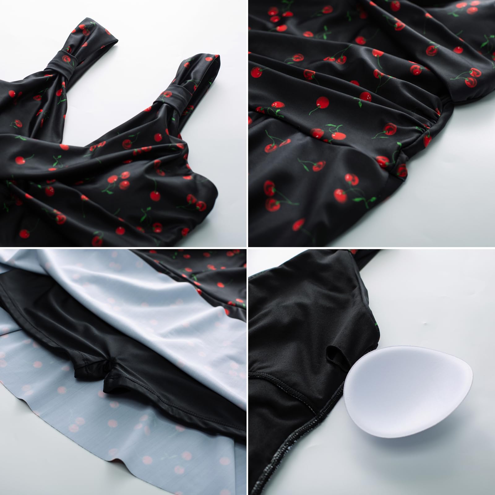 GRACE KARIN Costume da bagno intero da donna con scollo a V e gonna increspata