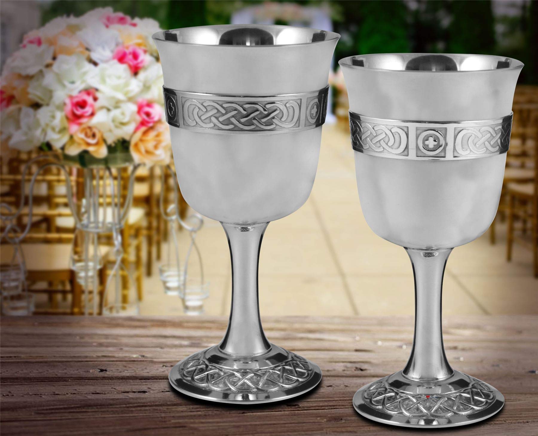 I LUV LTD Calici Medievali in Peltro con Stemma Presentazione Regalo Nozze in Scatola