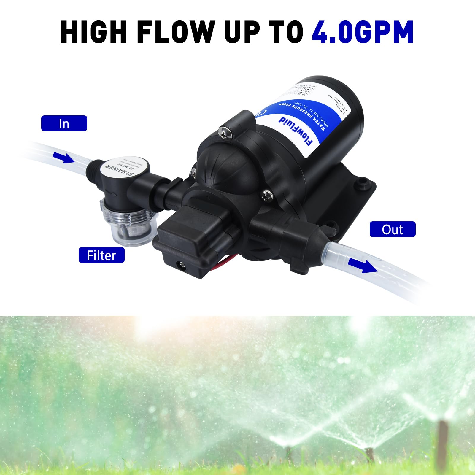 Wzmacniacz ciśnienia wody samozasysająca pompa transferowa 45PSI 4GPM RV pompa membranowa 12 V z filtrem do transferu cieczy do nawadniania łodzi morskich zraszacz kran