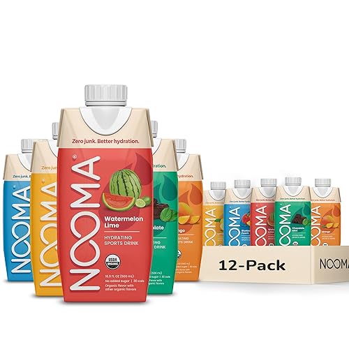 NOOMA Bebida de electrolitos orgánicos, arándanos y durazno, 16.89 onzas líquida paquete de 12.