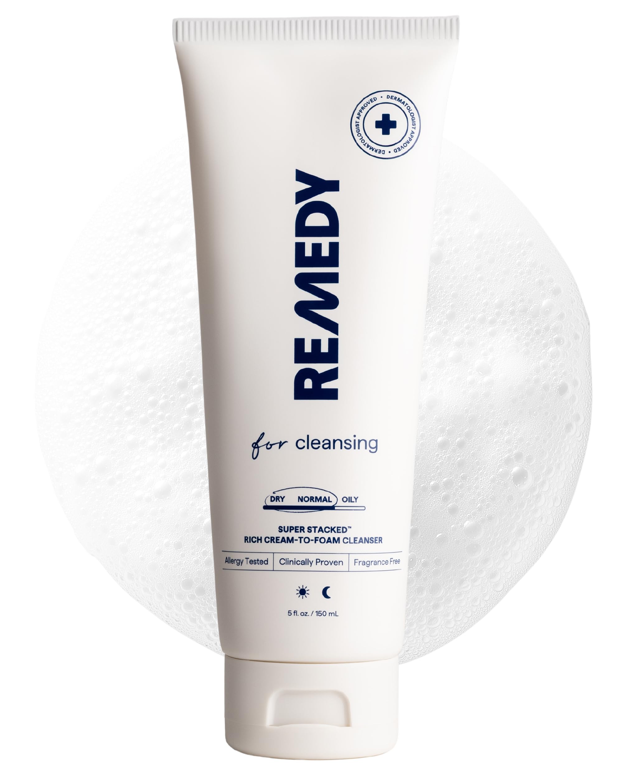 Remedy for Rich Cream Cleansing - Cream-to-Foam Cleanser for Dry to Normal Skin - Gentle Super Stacked Hydrating Face Wash by Dermatologist Dr. Shah, 5 fl. Oz