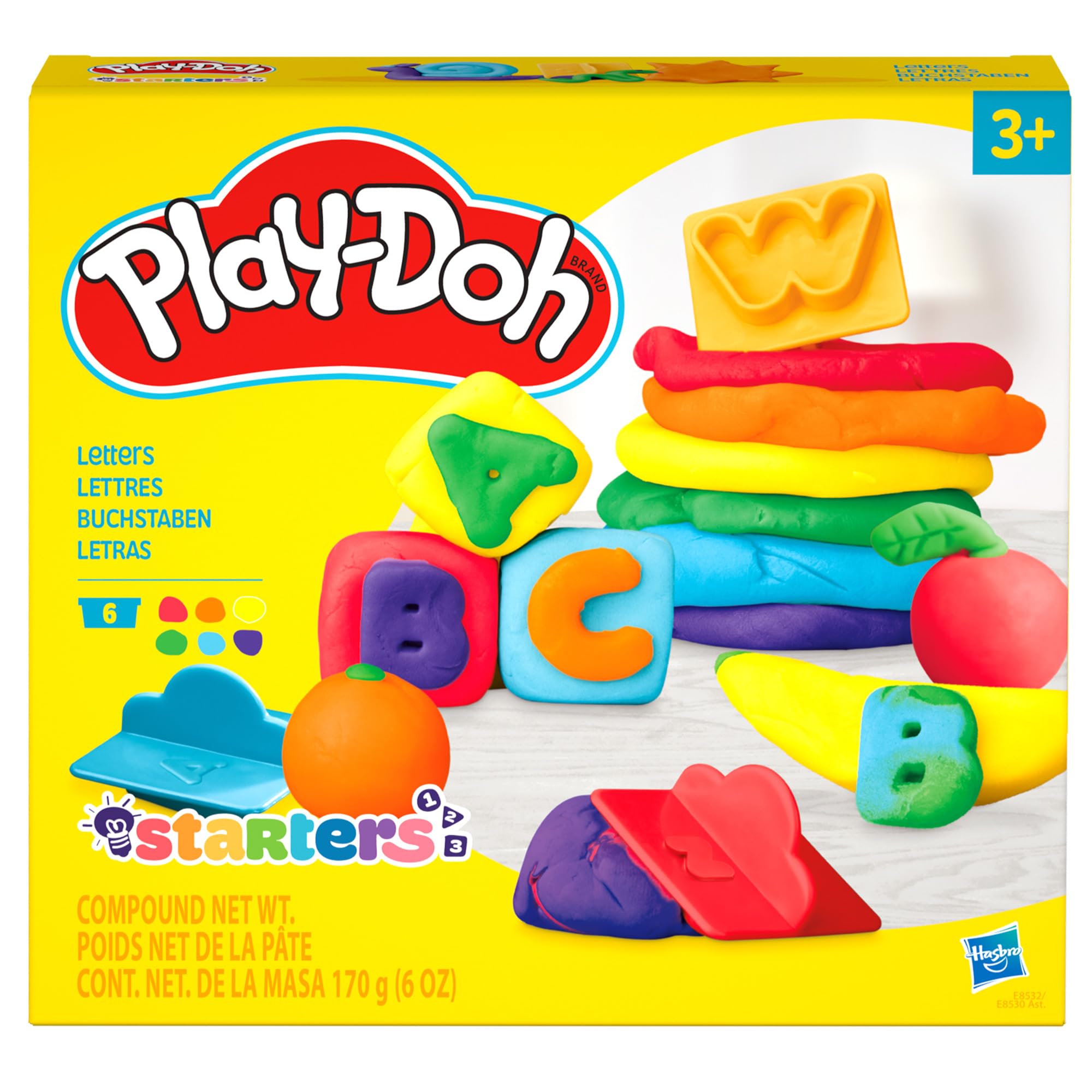 Play-Doh Fundamentals Letter Stamper Set con 6 colores no tóxicos