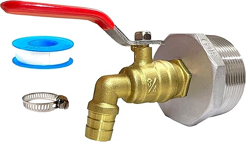Miniatura 8 de Grifo de tambor de 2 pulgadas, grifo de barril de latón de 34 pulgadas con junta EPDM para cinta de teflón de tambor de 55 galones incluida, paquete