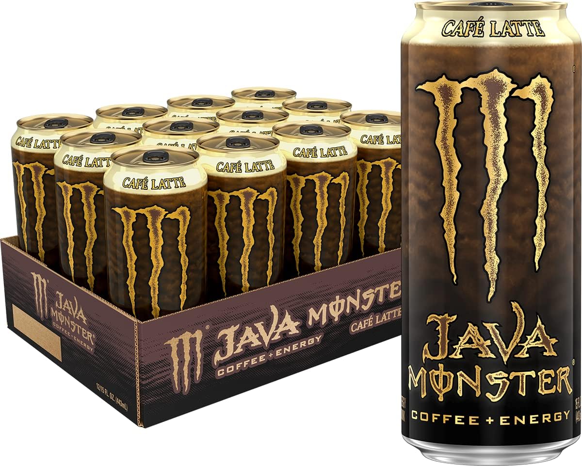 Energy Java Café Latte, Coffee + Energy Drink, 15 Ounce (Pack of 12)