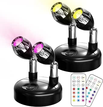 2 Spots LED Klarlight RGB Sans Fil - Télécommande 13 Couleurs - Piles AA - Pour Déco Et Ambiance