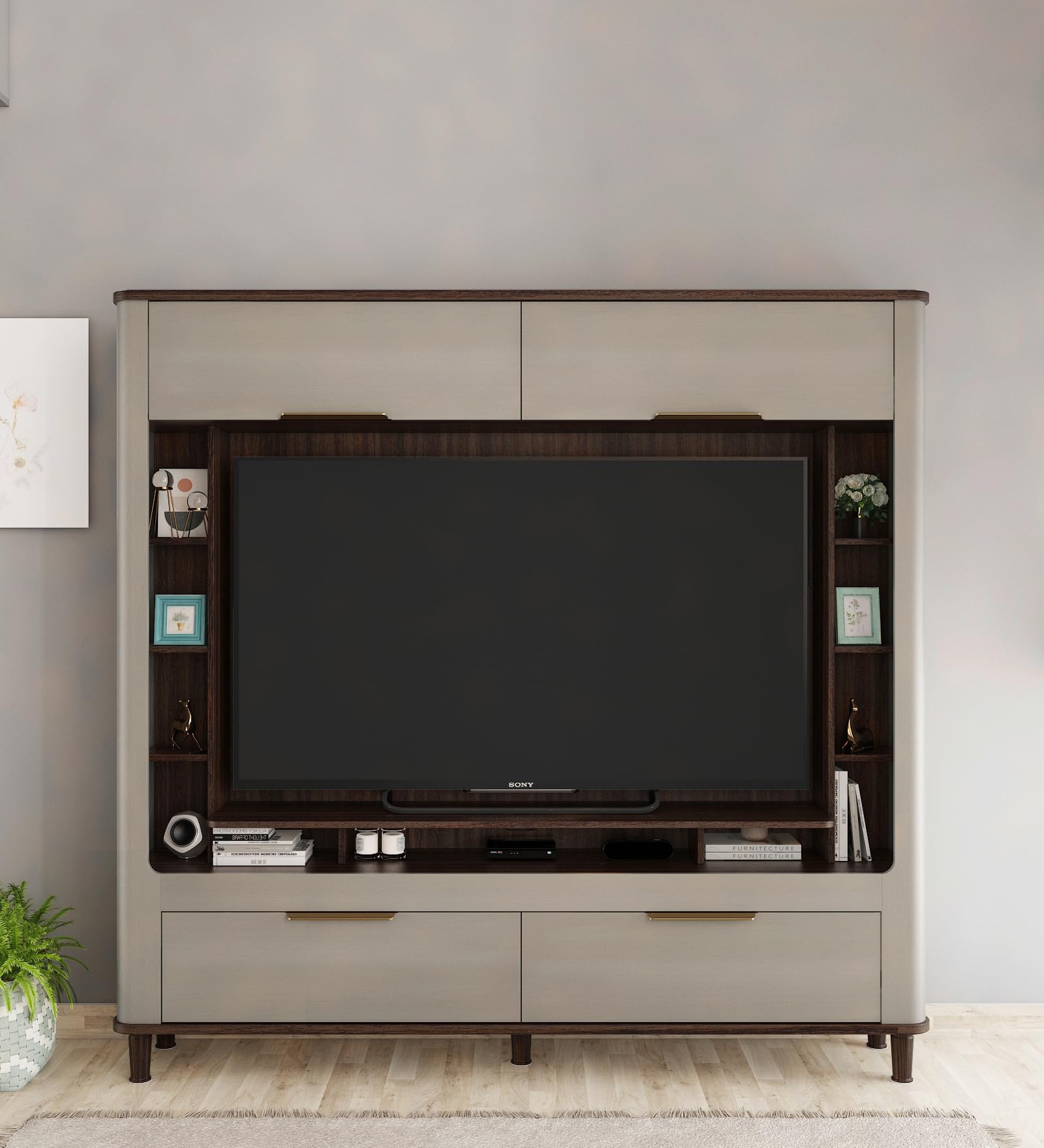 Spacewood TV Wall Unit | Starlet | 3 Year Warranty |Wall Unit Freestanding, TV Unit | Large Size | Engineered Wood |Modern Design| Stone Grey-image-45