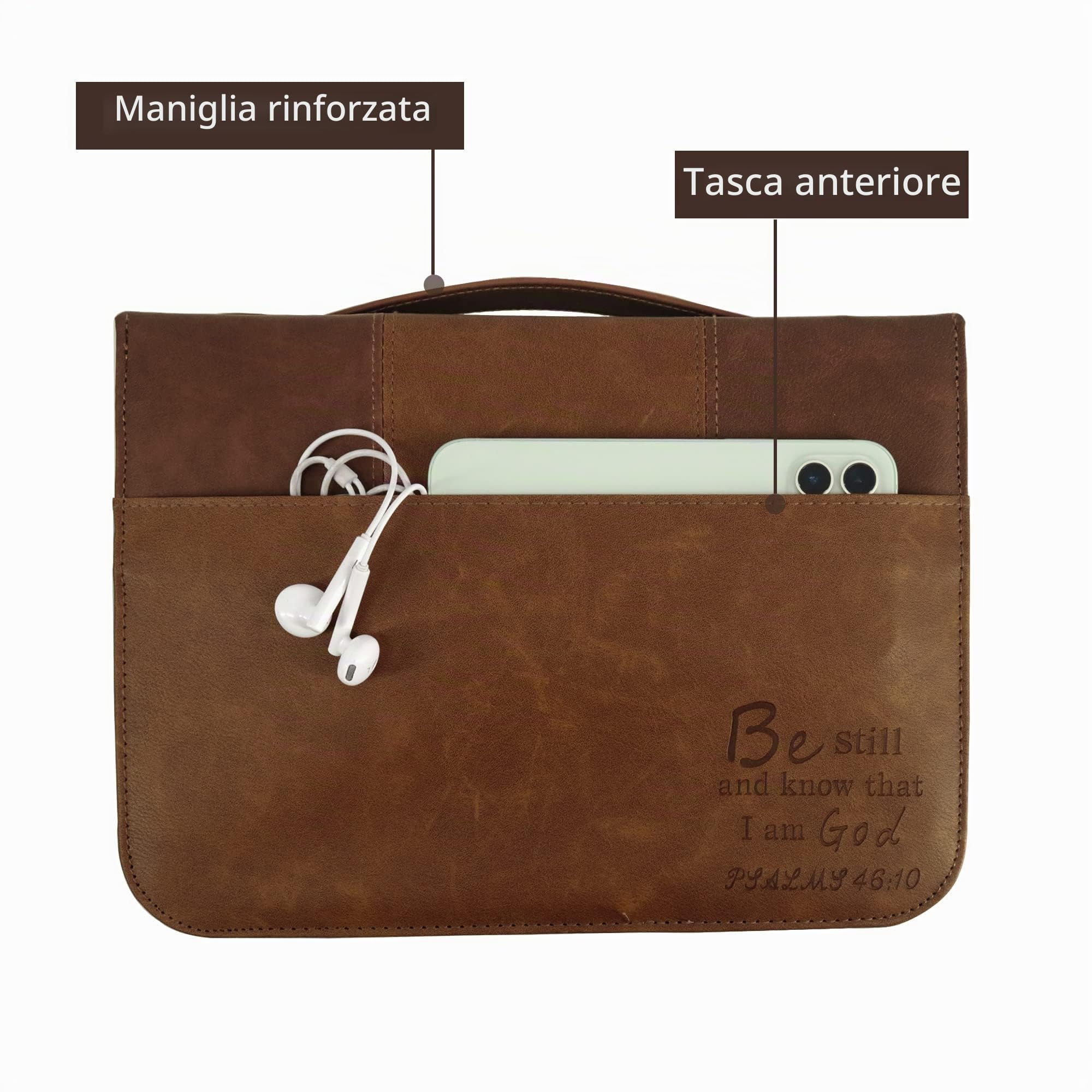GraduatePro Copertina per Bibbia in Pelle PU Borsa Portatile Scatole con Maniglia Borsetta Leggera Marrone