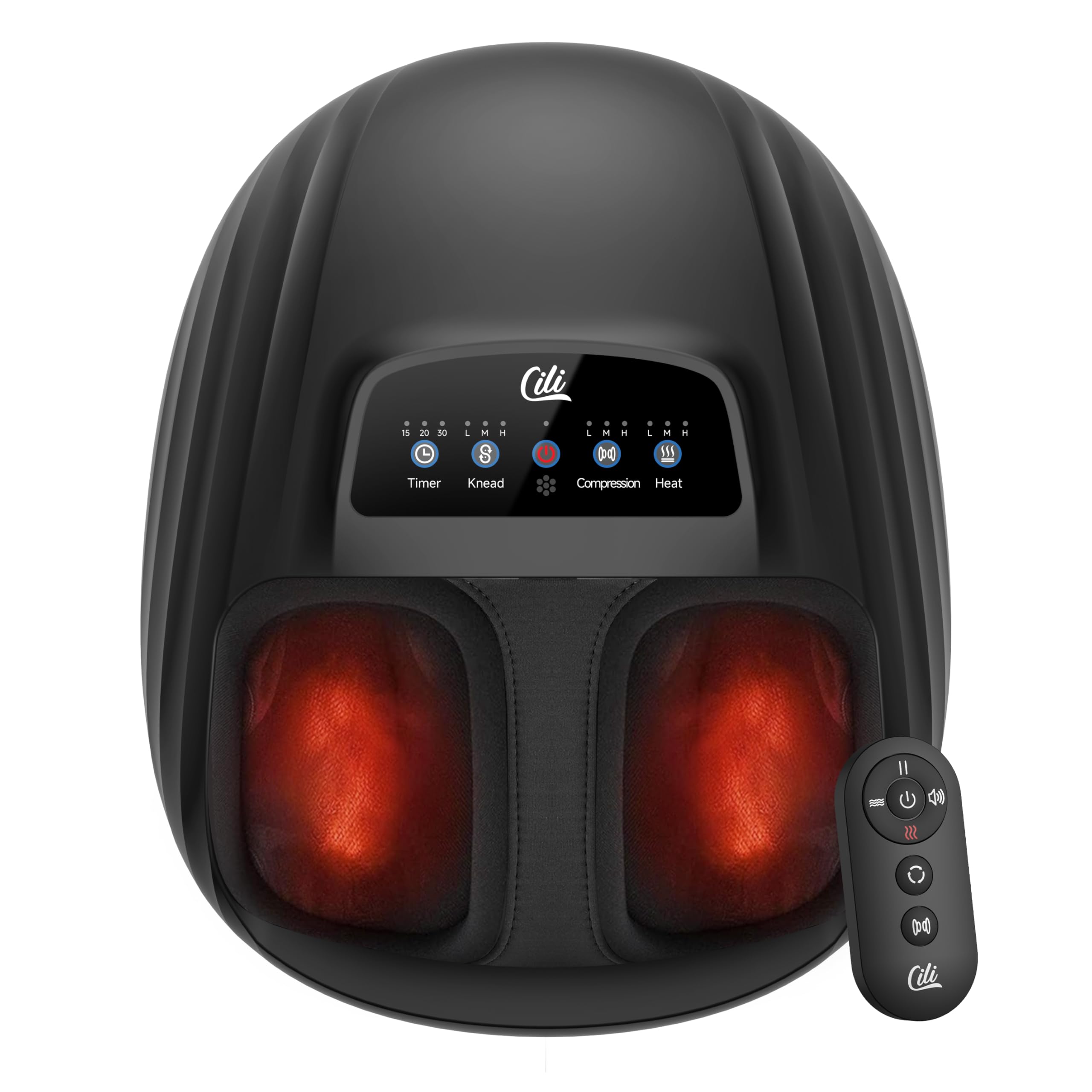 CILI Foot Massager with Heat, Shiatsu Foot Massage Machine for Plantar Fasciitis Neuropathy, 3 Sole & Instep Heating Levels, 3 Intensity Adjustable,