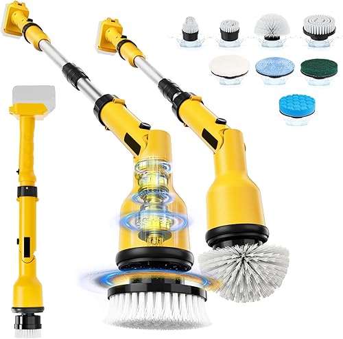 Limpiador eléctrico giratorio compatible con batería Dewalt de 20 V y 60 V (sin batería), cepillo de limpieza inalámbrico de 1000 RPM con 8