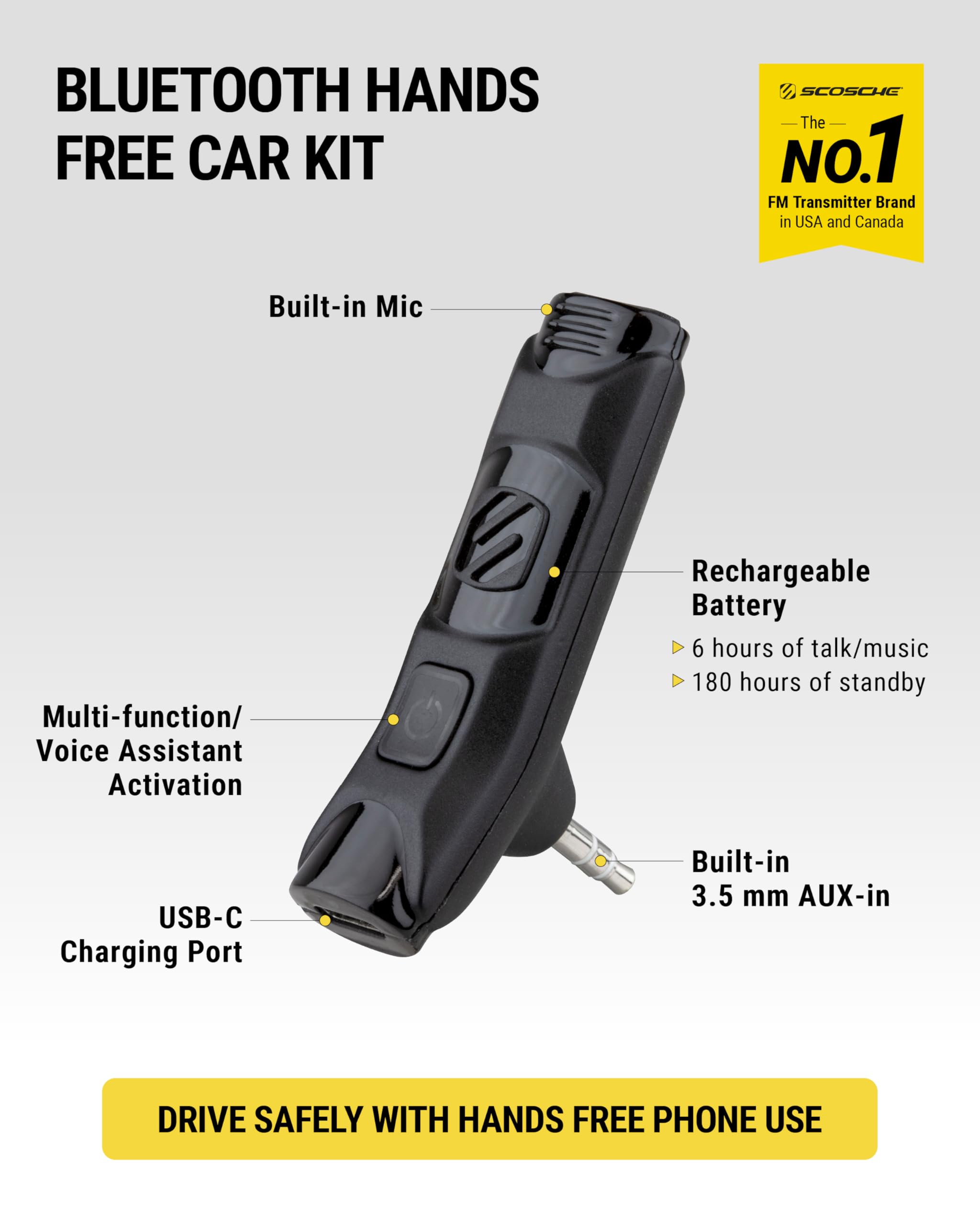 Scosche btaxs2r Bluetooth Manos Libres Aux