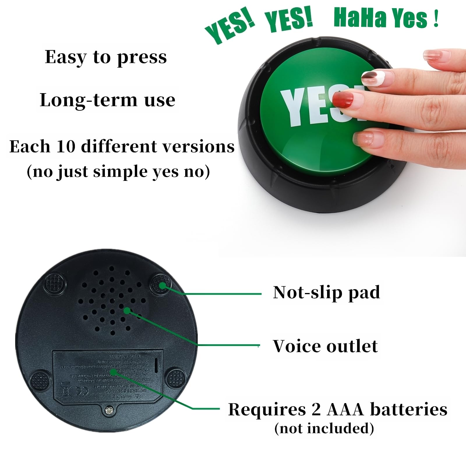 Cididu 4 Pack Yes No Button, Game Answer Button, Buzzer Button with Sound - Image 3