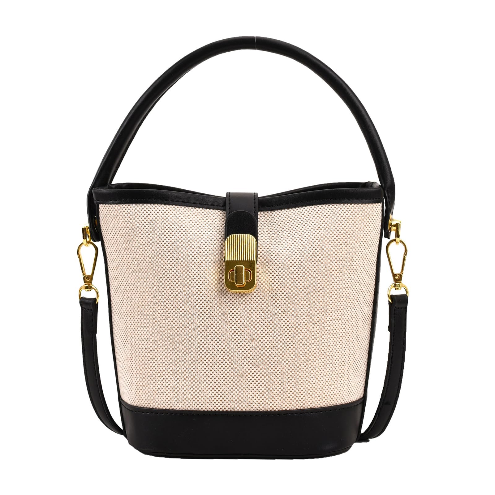 antianzhizhuang Crossbody Handbag,Fashion PU Leather Color Splicing Small Bucket Bag for Women Crossbody Shoulder Handbag Purse with Adjustable Strap