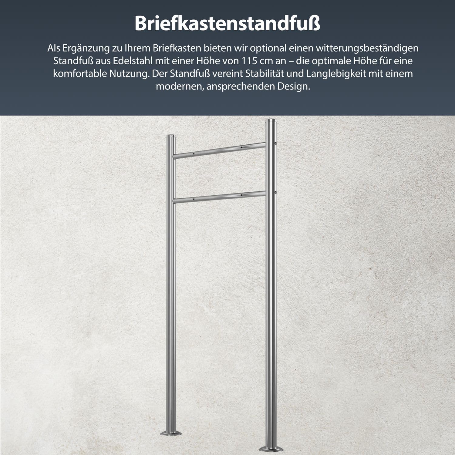 Briefkasten in Anthrazit RAL 7016 mit Standfuß freistehend - Postkasten Edelstahl Schild personalisiert - Briefbox mit Schloss Moderner Standbriefkasten Zeitungsfach