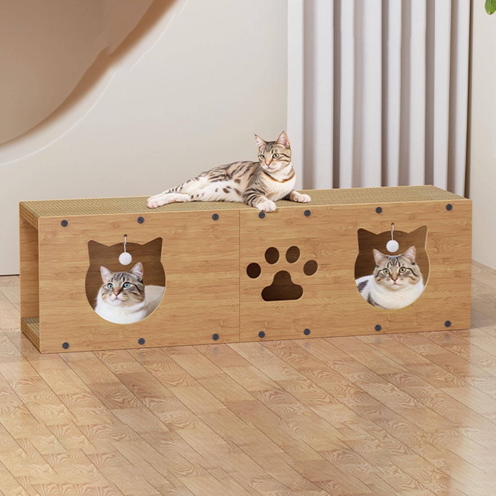 Tunnel Griffoir Chat Maison Griffoir Jouet Chat Carton Canapé Chaton Meuble Protection Carton Ondulé Fonction Multifonction Adapté Aux Chats D'Intérie