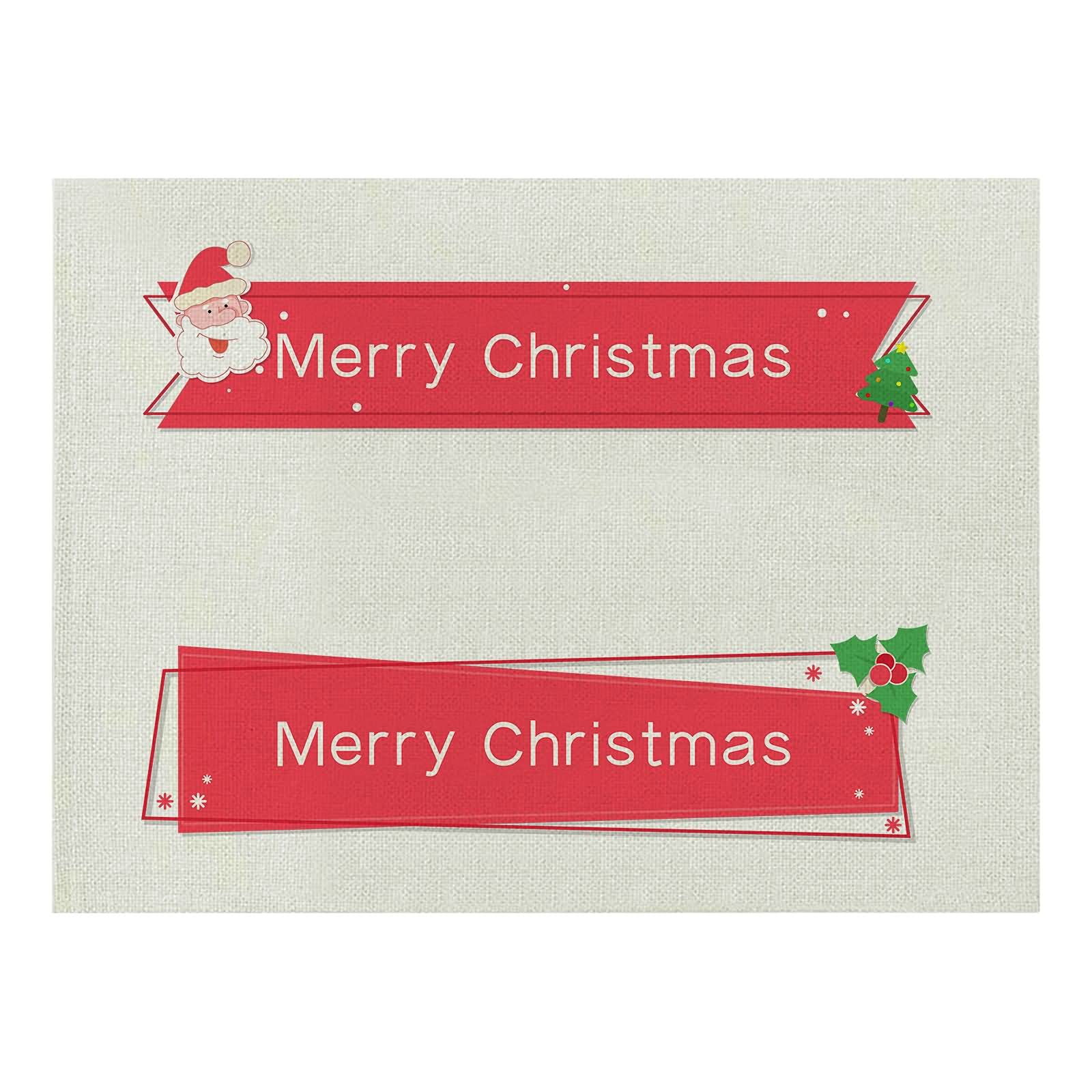 Tovagliette Pranzo Lavabili, Set di 8 Tovaglietta Americana Lavabili Cotone Lino Motivo Babbo Natale "Merry Christmas" Rosso Tovagliette Natale Colazione per Tavolo da Cucina 32x42CM