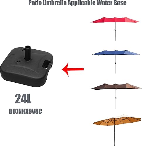 Miniatura 2 de LOKATSE HOME Sombrilla de doble cara para patio al aire libre, 15 pies, de aluminio, toldo doble con manivela, 2 azul medio