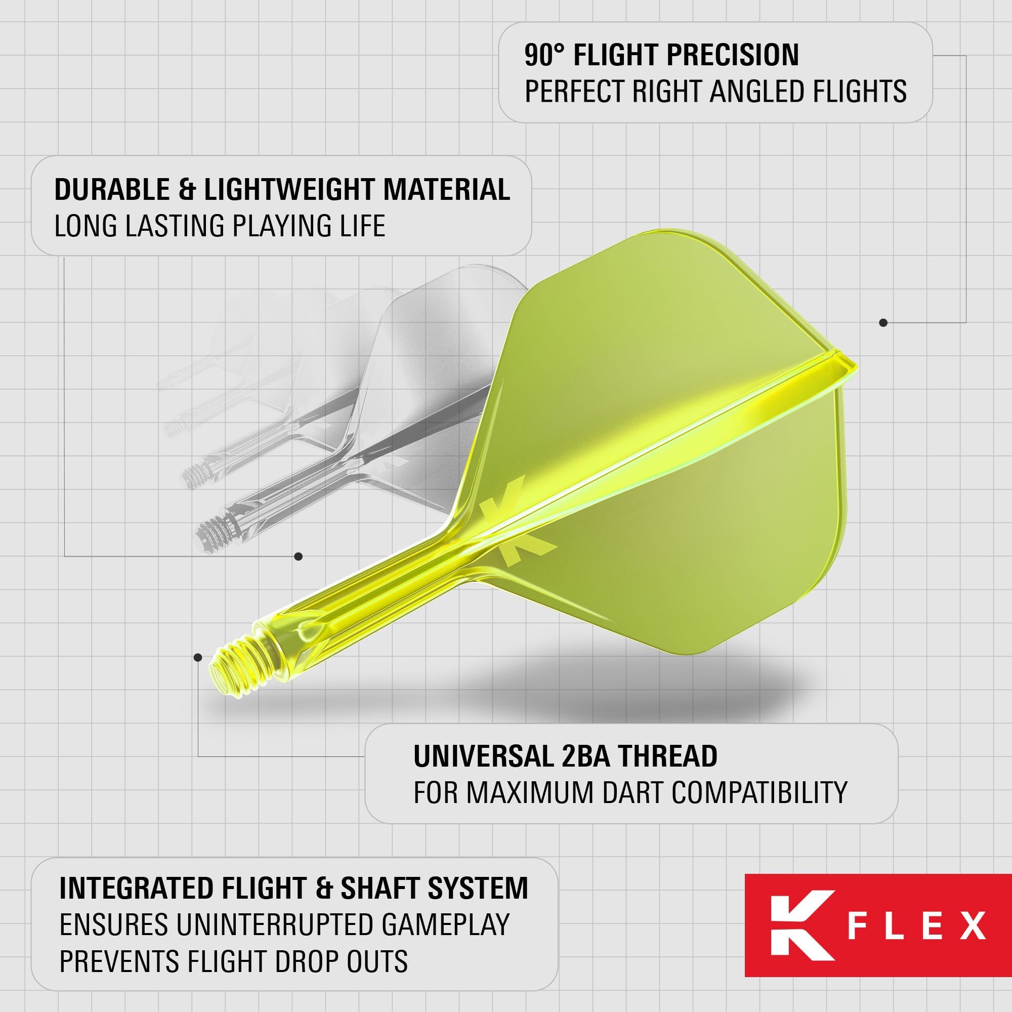 Target Darts K Flex Integrated Dart Flights And Shafts, No.2 | Pack Of 3 K-Flex - No2, Kflex All In One Moulded Dart Flight & Stem Lengths: Short, Intermediate & Medium | Professional Dart Accessories