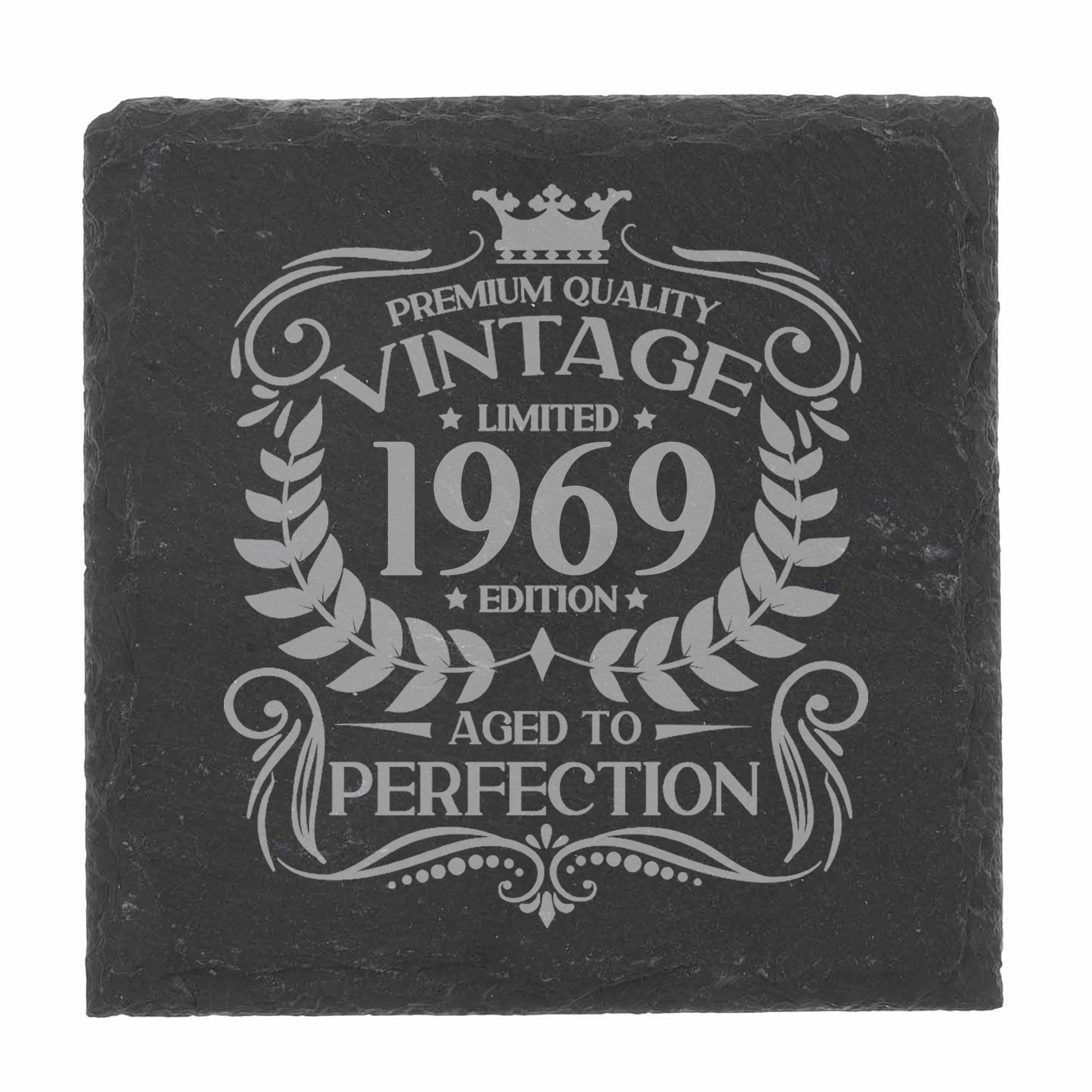 80th Birthday Gift for Men Vintage 1946 Aged to Perfection Engraved Slate Coaster Present for 80 Year Old Etched Natural Slate Placemat (Round Slate) — view 234