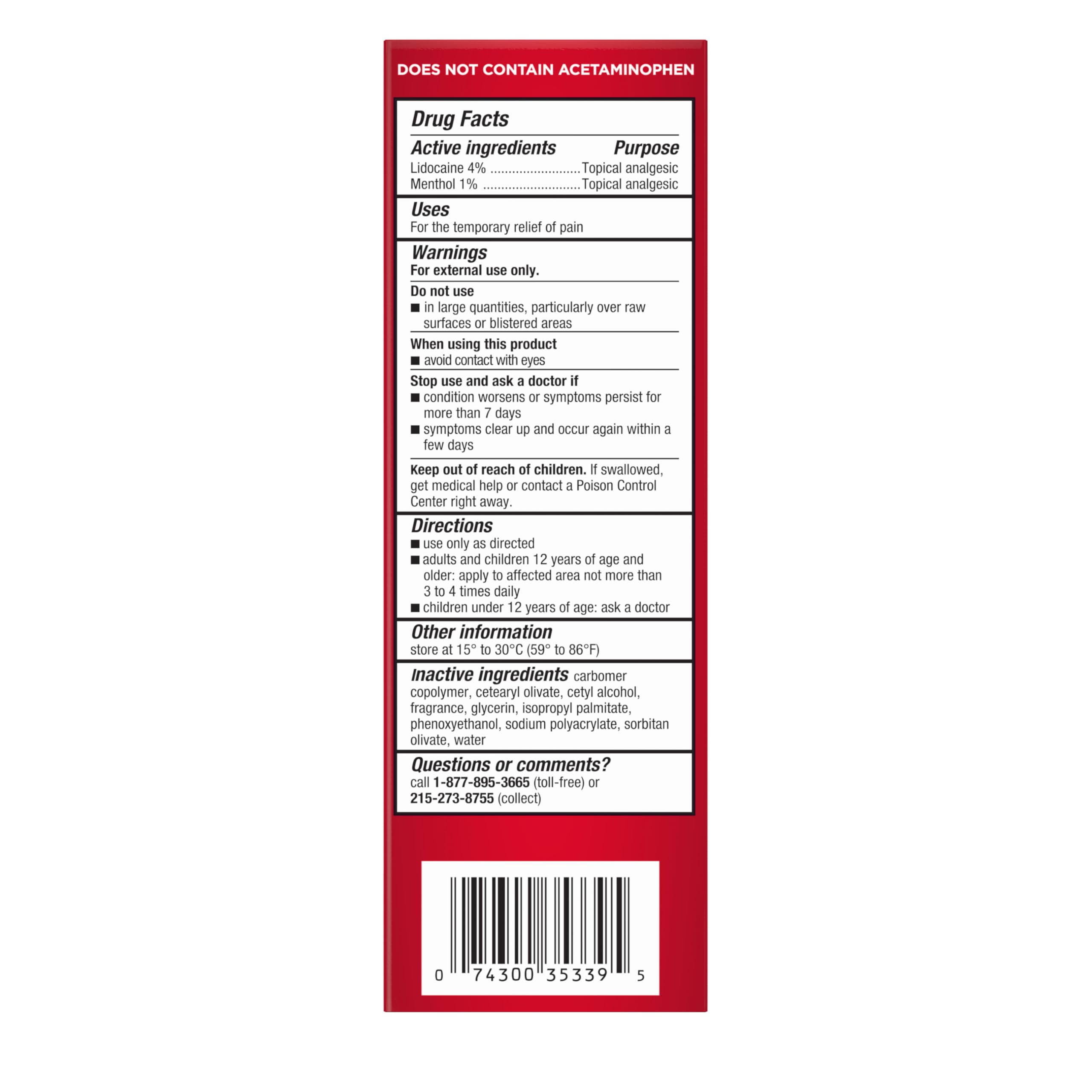 Tylenol Precise Cooling Lidocaine Cream, 4% Lidocaine & 1% Menthol, 2.5 oz — Amazon image 8