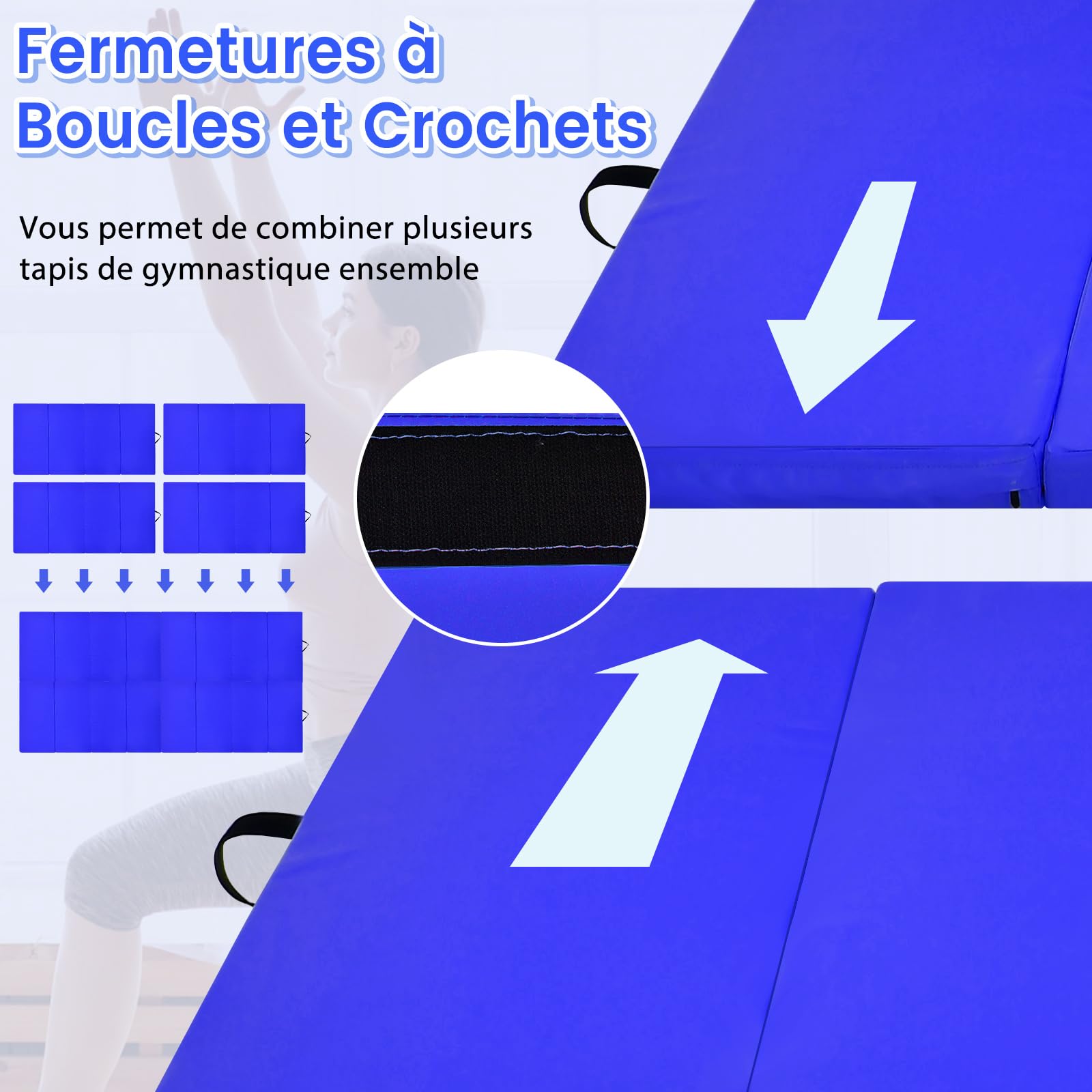 COSTWAY Tapis de Gymnastique Pliable Epais 4 Plis