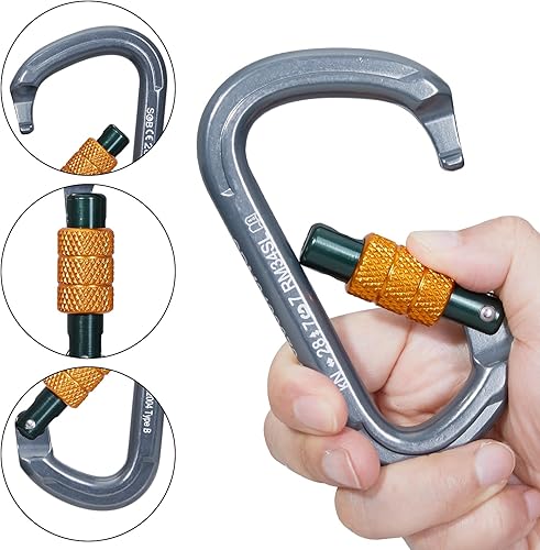 Miniatura 3 de SOB Clips de mosquetón de escalada con bloqueo automático, conector de mosquetón asimétrico de alta resistencia utilizado para rappel, equipo de